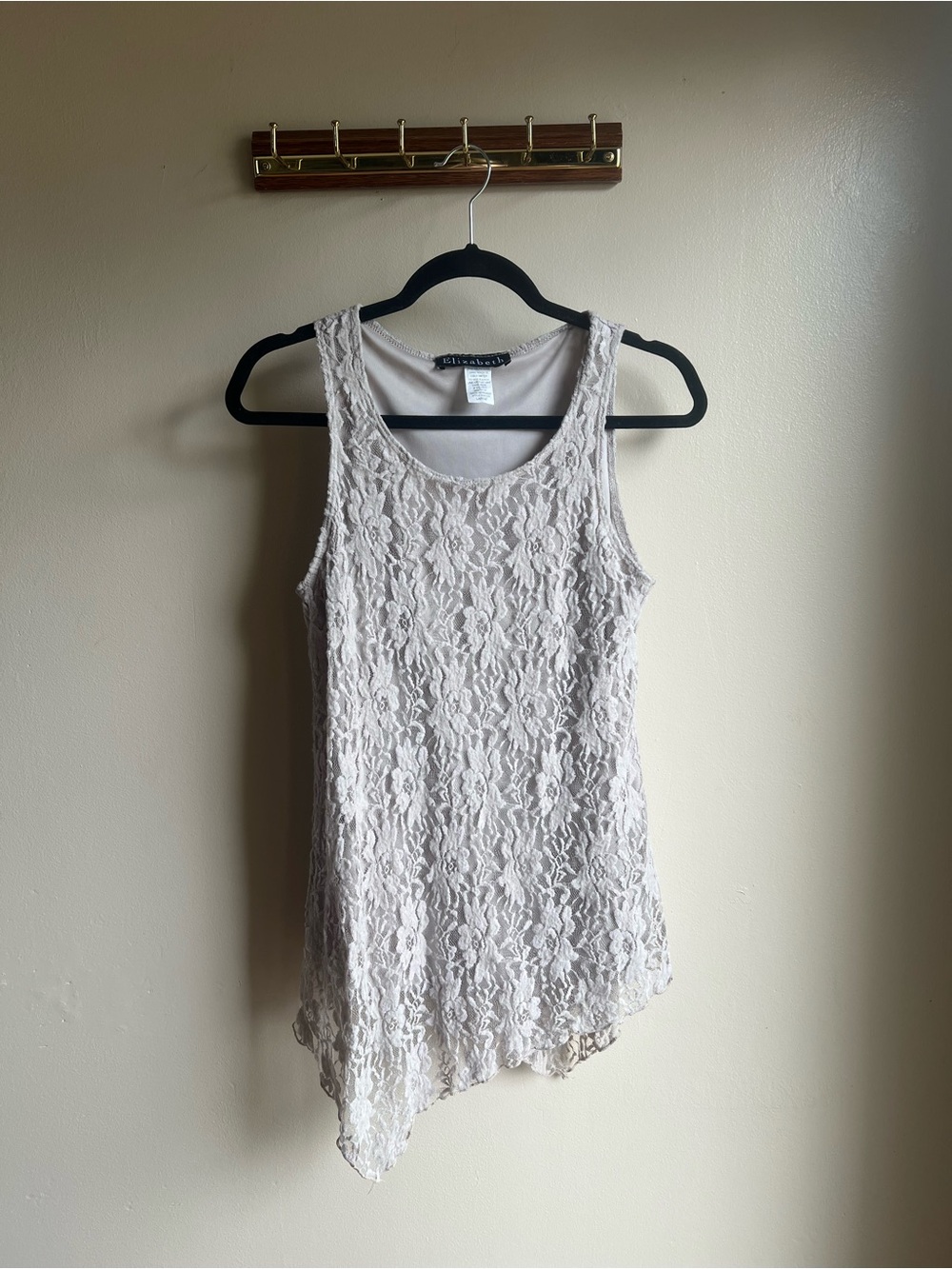 Elizabeth Y2K Floral Lace Handkerchief Hem Tank Top Size L